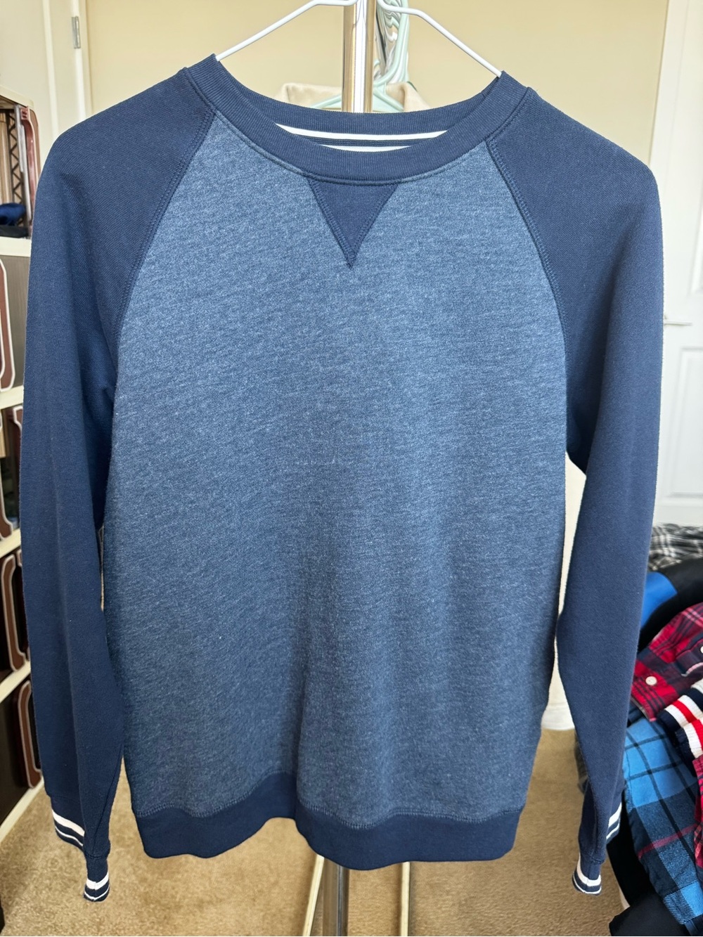 Athletic Works Two-Tone Navy Crewneck Sweater